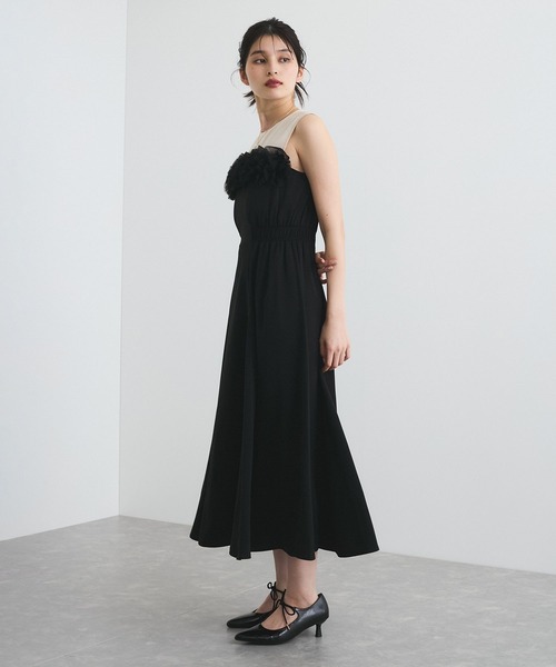 フラワー付きチュールドッキングドレス VIS ワンピース 「VIS DRESS」チュールフラワードッキング