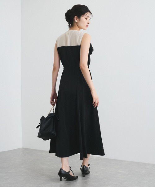 フラワー付きチュールドッキングドレス VIS ワンピース 「VIS DRESS」チュールフラワードッキング