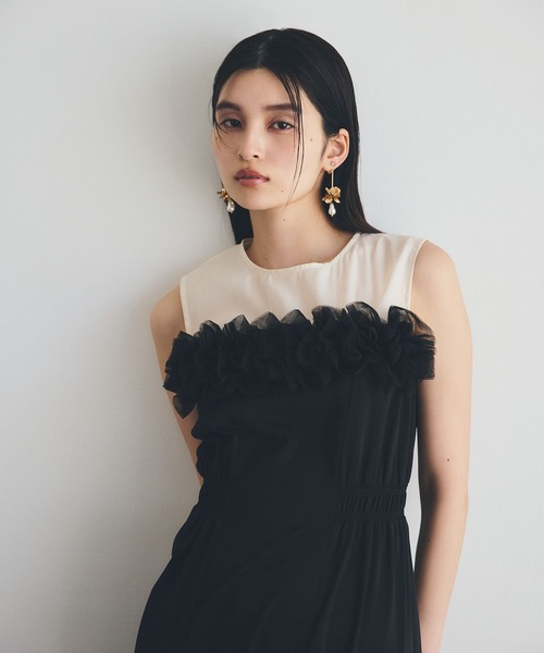 フラワー付きチュールドッキングドレス VIS ワンピース 「VIS DRESS」チュールフラワードッキング