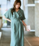 ワンピース 夏 半袖 麻調合繊カシュクールタイ...の詳細画像3