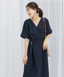 ワンピース 夏 半袖 麻調合繊カシュクールタイ...の詳細画像5