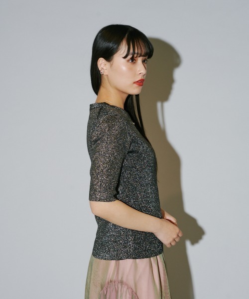tシャツ ラメリブプルオーバー レディース Discoat tシャツ 「WEB限定」ラメリブショートプルオーバー