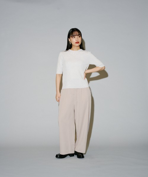 tシャツ ラメリブプルオーバー レディース Discoat tシャツ 「WEB限定」ラメリブショートプルオーバー