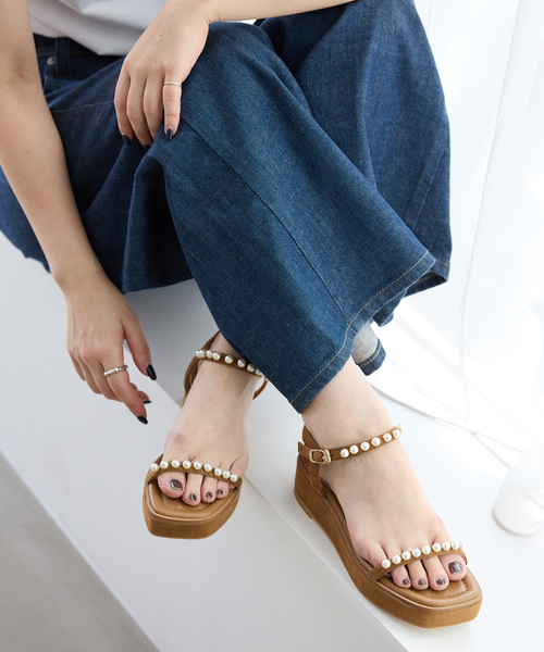 LE TALON サンダル 「追加」4cmパールプラットサンダル