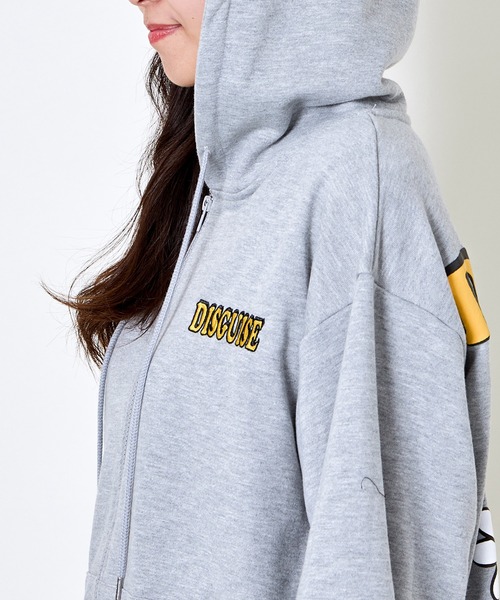 パーカー 「バックロゴ×花柄プリント」ZIPパーカー／ゆるカワ抜け感