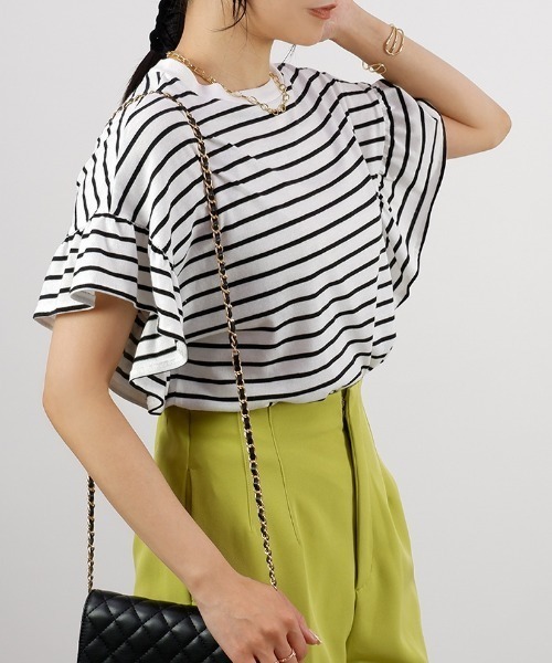 CLOTHY tシャツ 「フェミニンなゆるカットソー♪」フリル切替トップス