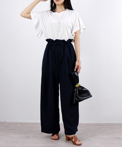 CLOTHY tシャツ 半袖 「フェミニンなゆるカットソー♪」フリル切替