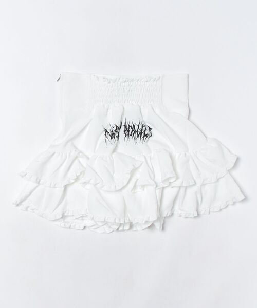 Hauls レースアップフリルミニスカート ホワイト Hauls スカート ハウスダストコラボ レースアップフリルミニ