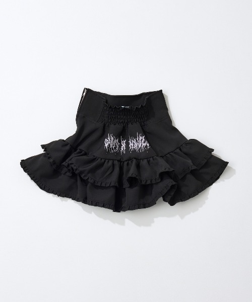 Hauls レースアップフリルミニスカート ホワイト Hauls スカート ハウスダストコラボ レースアップフリルミニ
