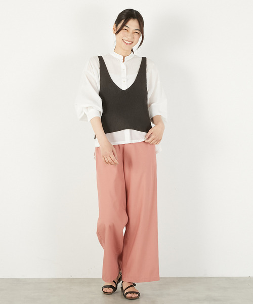 ベスト ジレ 「追加」「麻タッチ片畦キャミ型ベスト」 レディース MELROSE claire ベスト ジレ 「麻タッチ片畦キャミ型ベスト
