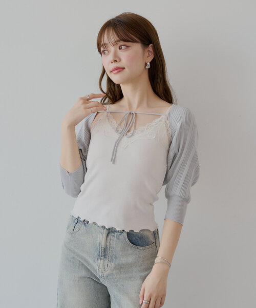 ♡　 バズリアイテム　CHICO タグ付き　フロントリボンボレロデザインT Chico tシャツ 「6色展開」フロントリボンボレロデザインT