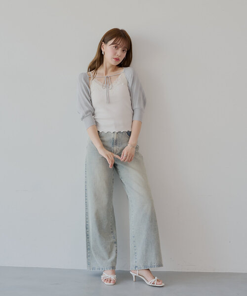 ♡　 バズリアイテム　CHICO タグ付き　フロントリボンボレロデザインT Chico tシャツ 「6色展開」フロントリボンボレロデザインT