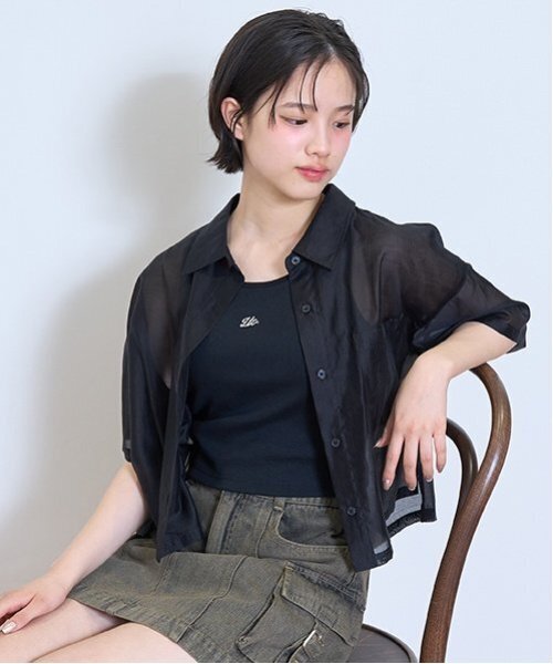 LOVETOXIC ブラウス シャツ 「接触冷感/ひんやり」半袖シアーシャツ