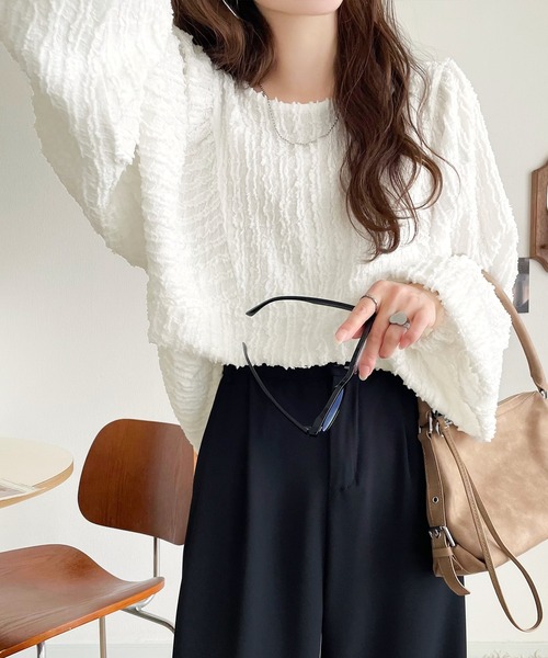 極美品✨定価１.５万❤️　白　洗える　カットジャガードシフォン2WAYチュニック classicalelf（クラシカルエルフ） ブラウス シャツ 一枚でサマになる