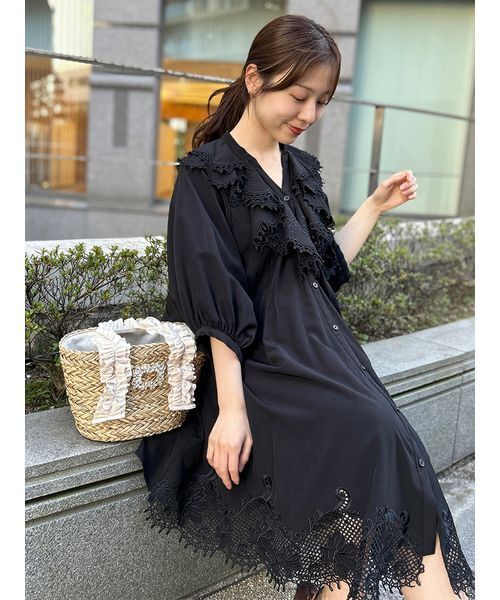 SNIDEL（スナイデル） ワンピース エンブロイダリーラッフルミニ