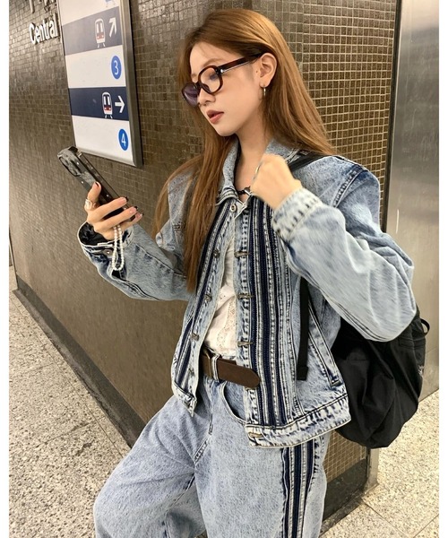 daisy  セットアップ FUNdaysion セットアップ ライン切り替えデニムセットアップ