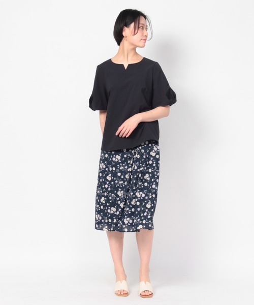「fleur by mint breeze」 半袖ブラウス M ネイビー レディース_画像6