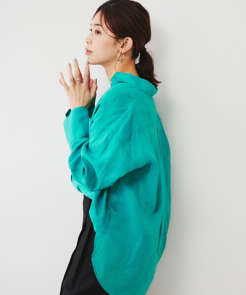 ブラウス シャツ 「麻100/洗える/前開きシャツ」ドライリネンシャツ レディース UNTITLED ブラウス シャツ 「麻100/洗える/前開きシャツ」ドライ