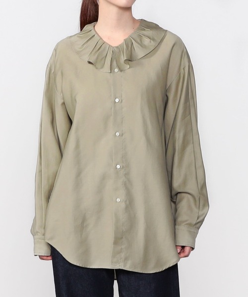 「nicholson&nicholson」 長袖ブラウス 38 グリーン レディース