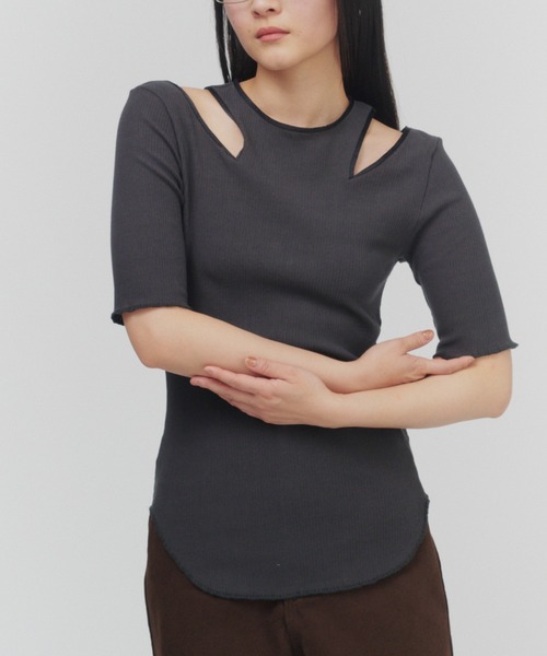 THINGS THAT MATTER tシャツ NOTCH DESIGN TERECO RIB HALF-S THINGS THAT MATTER tシャツ NOTCH DESIGN TERECO RIB HALF-S
