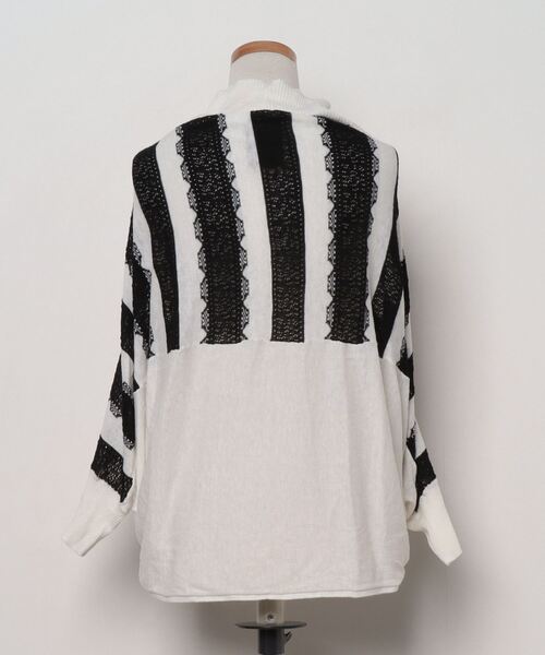 「ODD-EVEN」 7分袖ニットカーディガン FREE ホワイト レディース_画像2