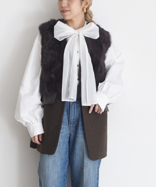 Eimee Law（エイミーロウ） ベスト ジレ ファー＆メルトンボクシィジレ