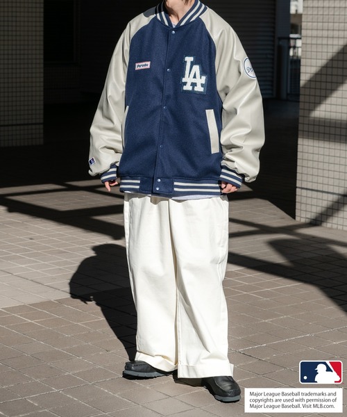 Perushu スタジャン「MLBコラボ」 X-LARGE ブラック メンズ : ZOZOTOWN