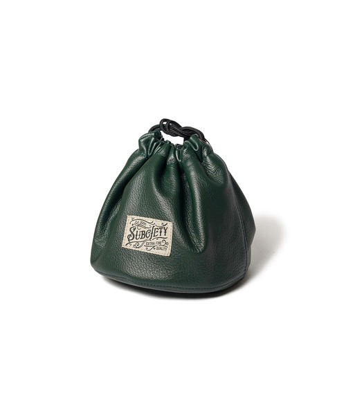 完売品　Subciety サブサエティ 巾着バッグ グリーン 牛革 Subciety（サブサエティ） バッグインバッグ ハンドバッグ Leather
