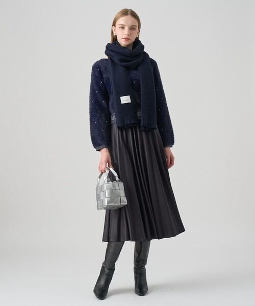 ANAYI アナイ　ウール・カシミヤ　大判ストール ファー付き ANAYI（アナイ） ストール マフラー ウールカシミヤプリペラストール
