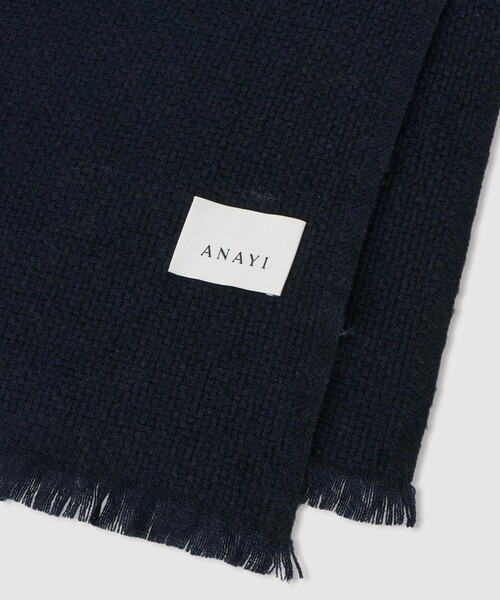 【新品】ANAYI アナイ カシミヤ100％ ネイビーマフラー 大判 ANAYI（アナイ） ストール マフラー ウールカシミヤプリペラストール