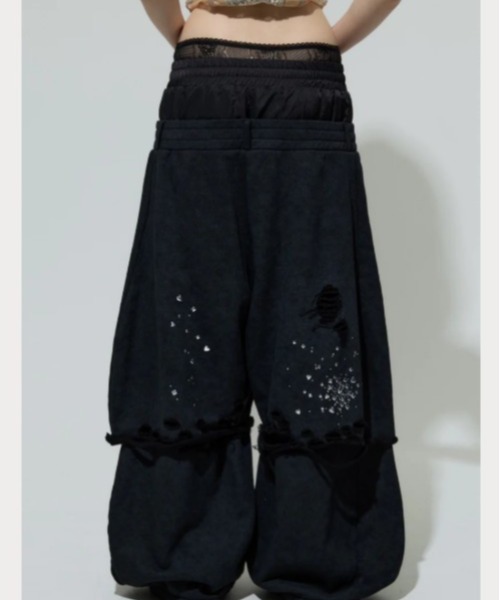 パンツ neith. tokyo Gathered Track Pants black neith.（ネイス） ワイドパンツ スウェットパンツ ジャージ neith