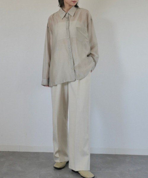 「Reurie'」 長袖シャツ FREE カーキ レディース_画像3