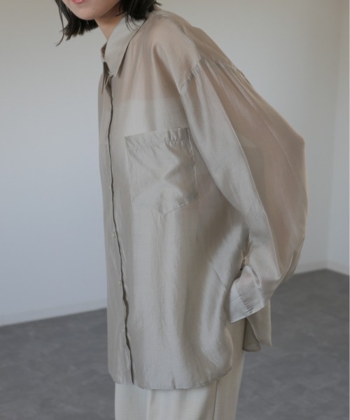 「Reurie'」 長袖シャツ FREE カーキ レディース_画像7