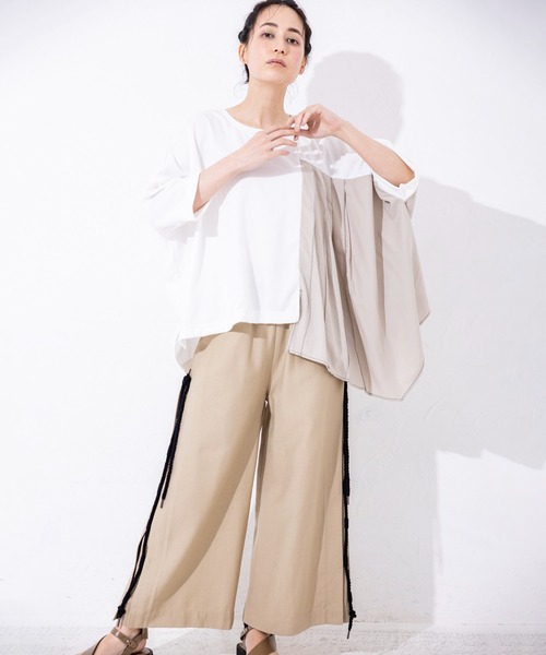 「OSMOSIS」 半袖カットソー ONE SIZE ネイビー レディース_画像2