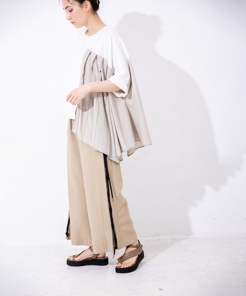 「OSMOSIS」 半袖カットソー ONE SIZE ネイビー レディース_画像3
