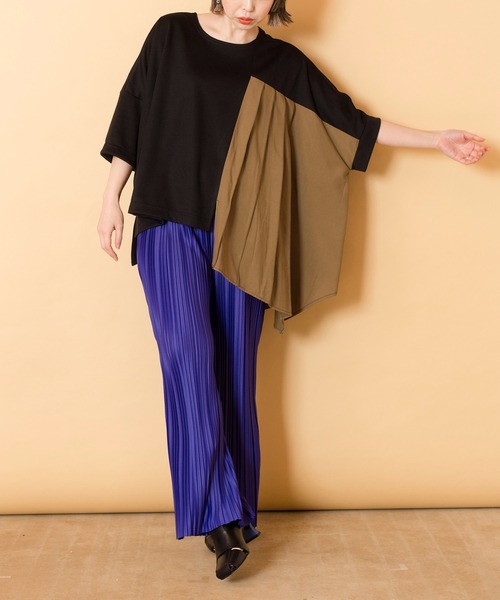 「OSMOSIS」 半袖カットソー ONE SIZE ネイビー レディース_画像5