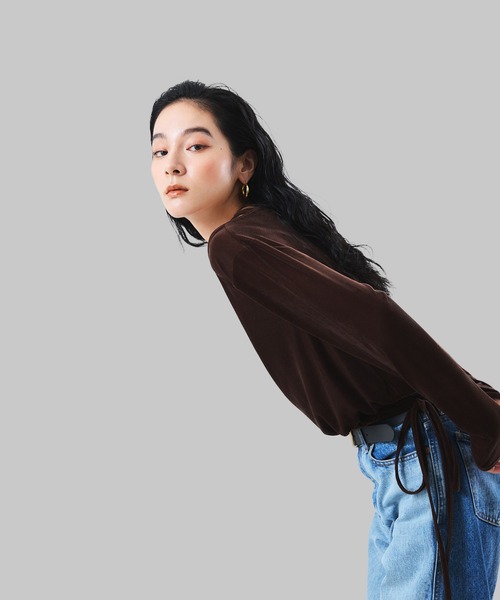 美品✨HERMES ベロアドレープ長袖カットソー 黒 34 シルク混 フランス製 Muscat tシャツ 「セットアイテム」ベロア カシュクールトップス