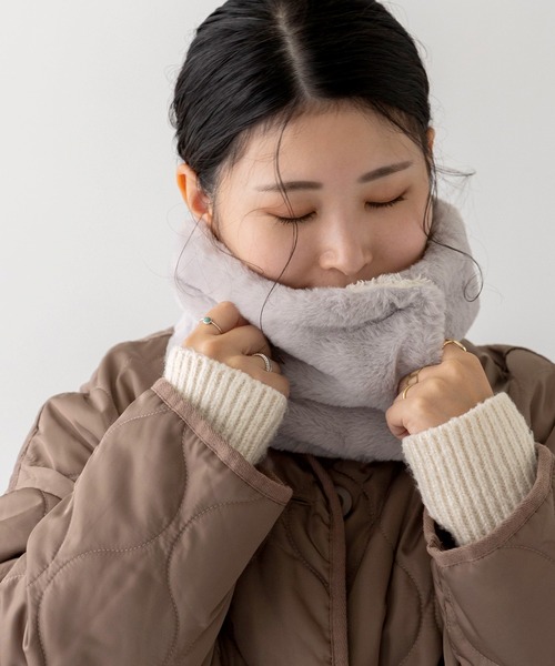 welleg マフラー ストール ふわふわ 内ボア ボタン付き ネック