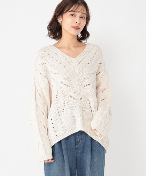 L.G.B. Vネック ケーブルニット サイズ3 L.G.B. Vネック ケーブル