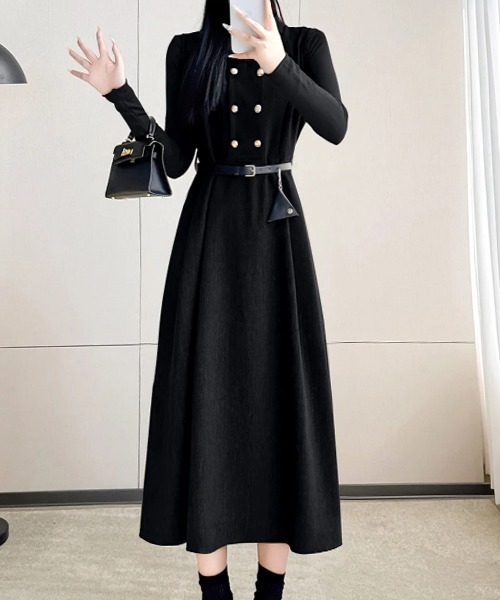 ＆soiree（アンドソワレ） ジャンパースカート ダブルボタンジャンパー