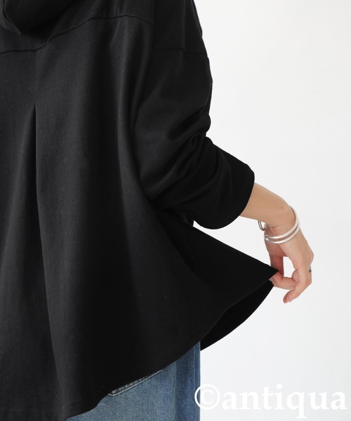 「antiqua」 プルオーバーパーカー ONESIZE ブラック レディース_画像7