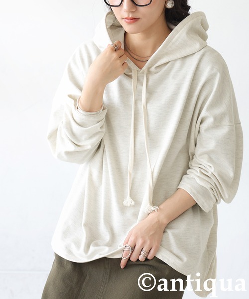 「antiqua」 プルオーバーパーカー ONESIZE ブラック レディース_画像9
