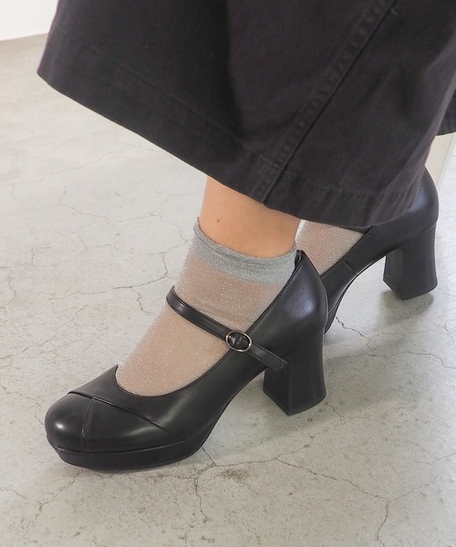 あしながおじさん パンプス 「本革」厚底ストラップパンプス 1310287