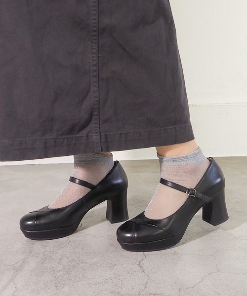 あしながおじさん パンプス 「本革」厚底ストラップパンプス 1310287