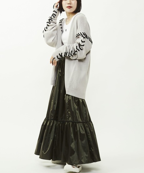 「CONVERSE TOKYO」 ニットカーディガン FREE グレー レディース_画像6