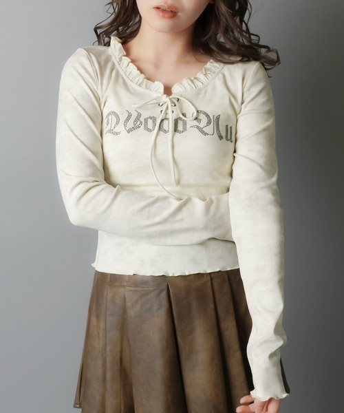 「SPINNS」 「attitude makes style」長袖カットソー ONESIZE チャコール レディース_画像2