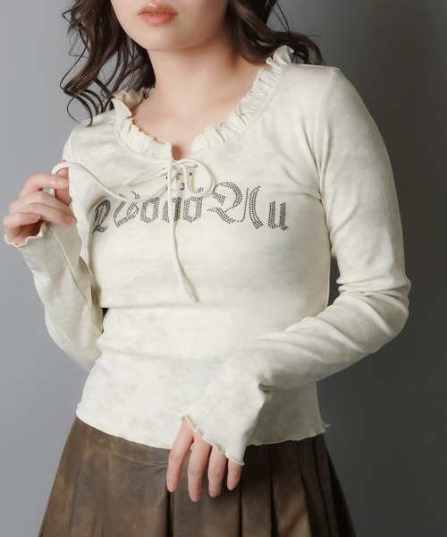 「SPINNS」 「attitude makes style」長袖カットソー ONESIZE チャコール レディース_画像3