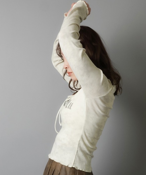 「SPINNS」 「attitude makes style」長袖カットソー ONESIZE チャコール レディース_画像7