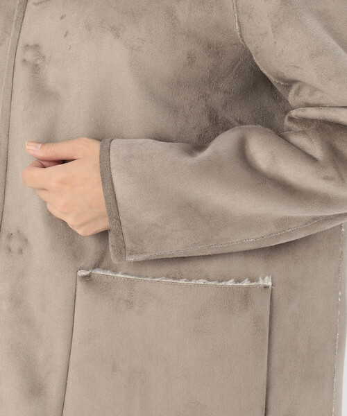 「LE GLAZIK」 ノーカラーコート 36 ベージュ レディース_画像2