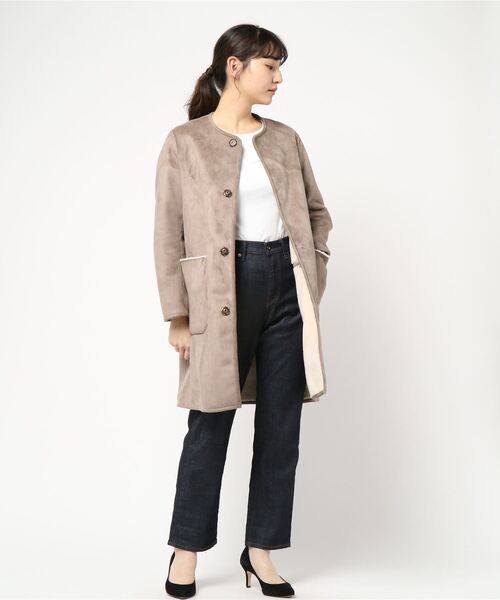「LE GLAZIK」 ノーカラーコート 36 ベージュ レディース_画像5
